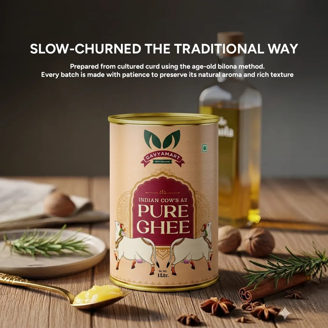 Natural Pure Desi A2 Cow Ghee for Indian cooking, rotis, dal, rice, and everyday family wellness