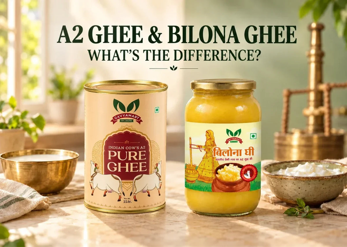 A2 Ghee vs Bilona Ghee: traditional Gavyamart A2 Bilona Ghee in a glass jar