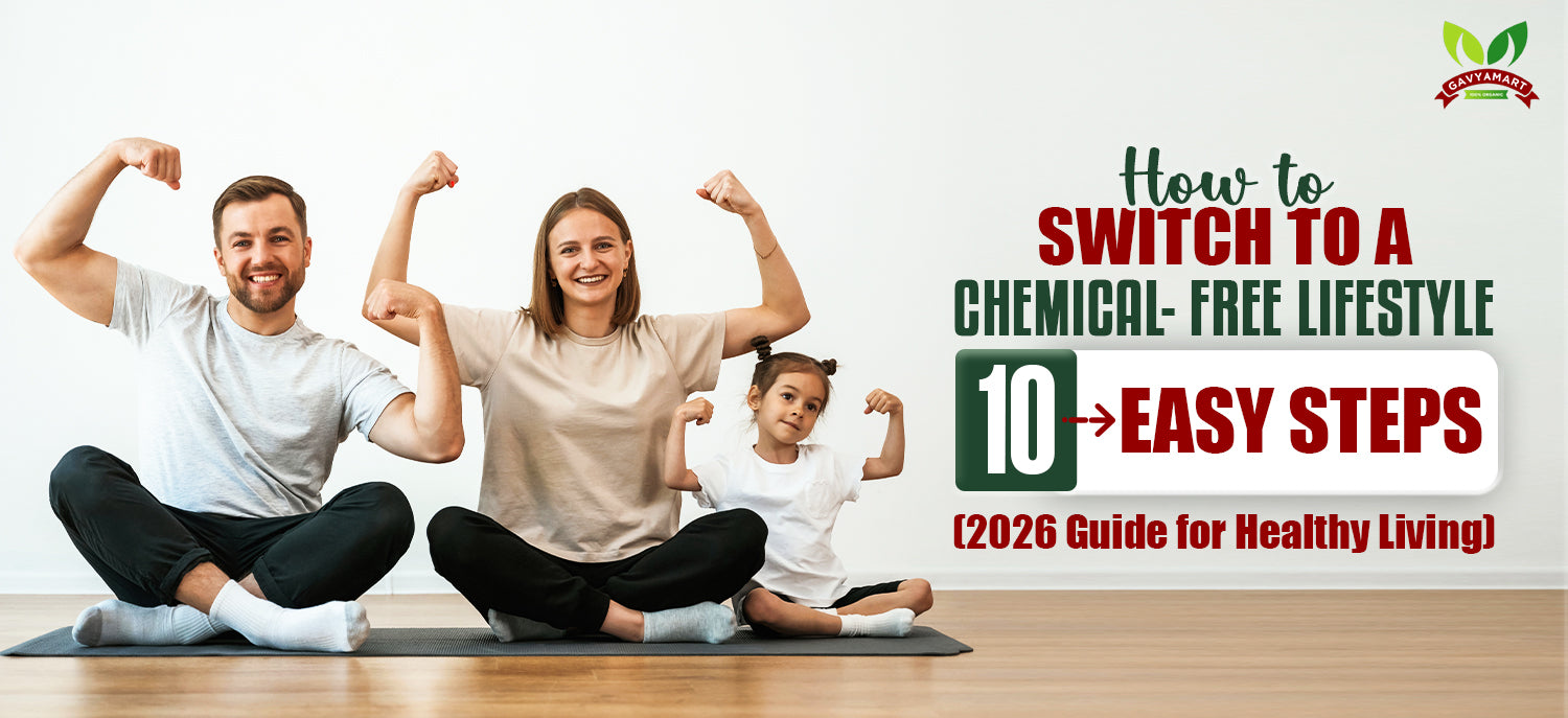 Chemical-free lifestyle with natural foods, A2 ghee, herbal skincare and eco-friendly living products