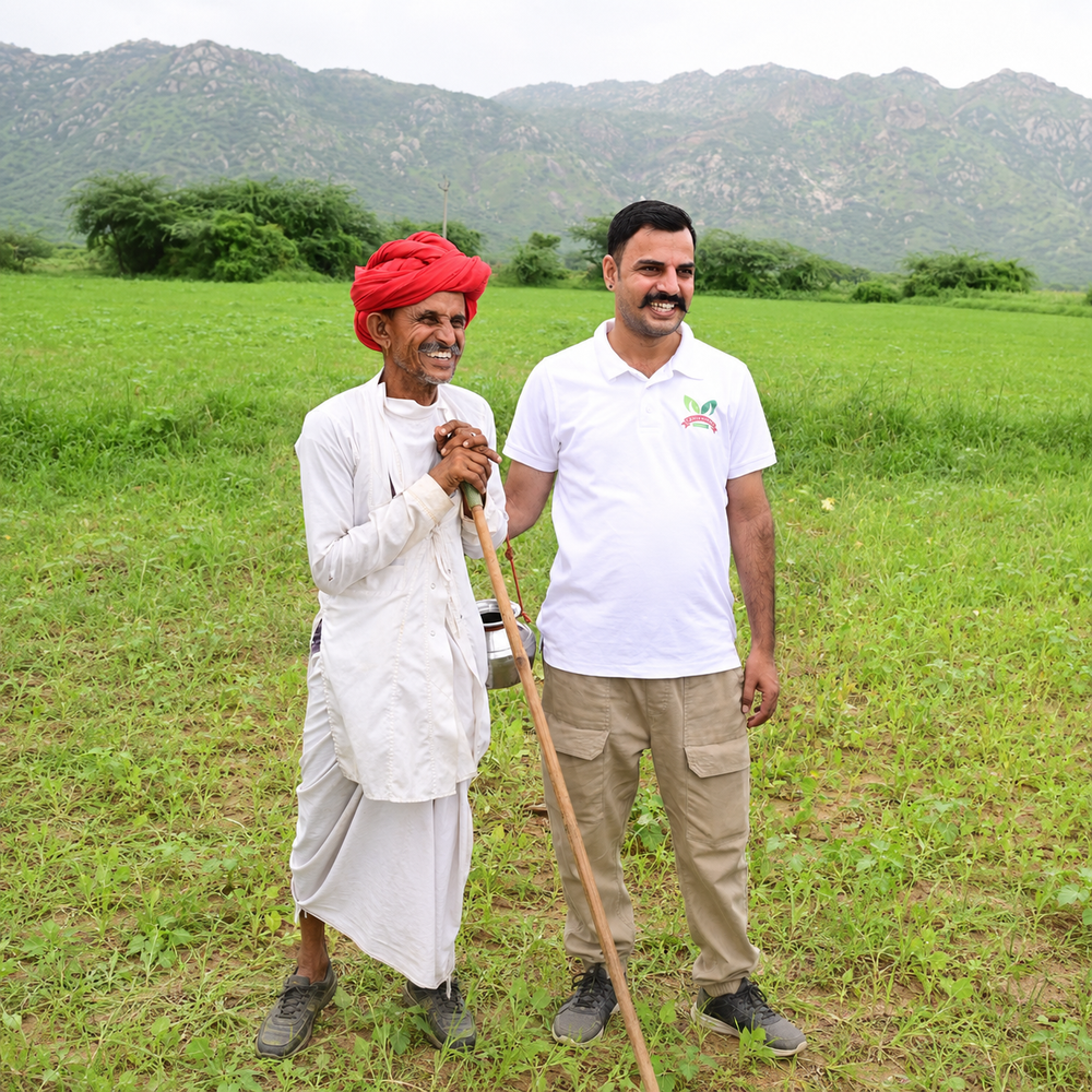 Gavyamart team member with a Rabari cattle keeper