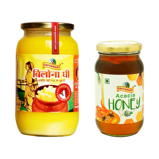 A2 Cow Bilona Ghee (1L) + Acacia Honey Raw(500g)