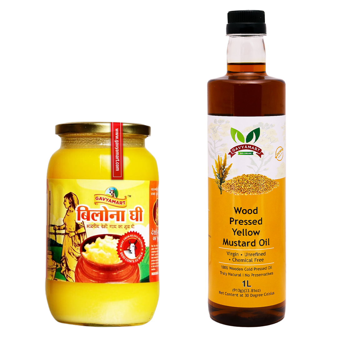 A2 Cow Bilona Ghee (1L) + Yellow Mustard Oil(1L)