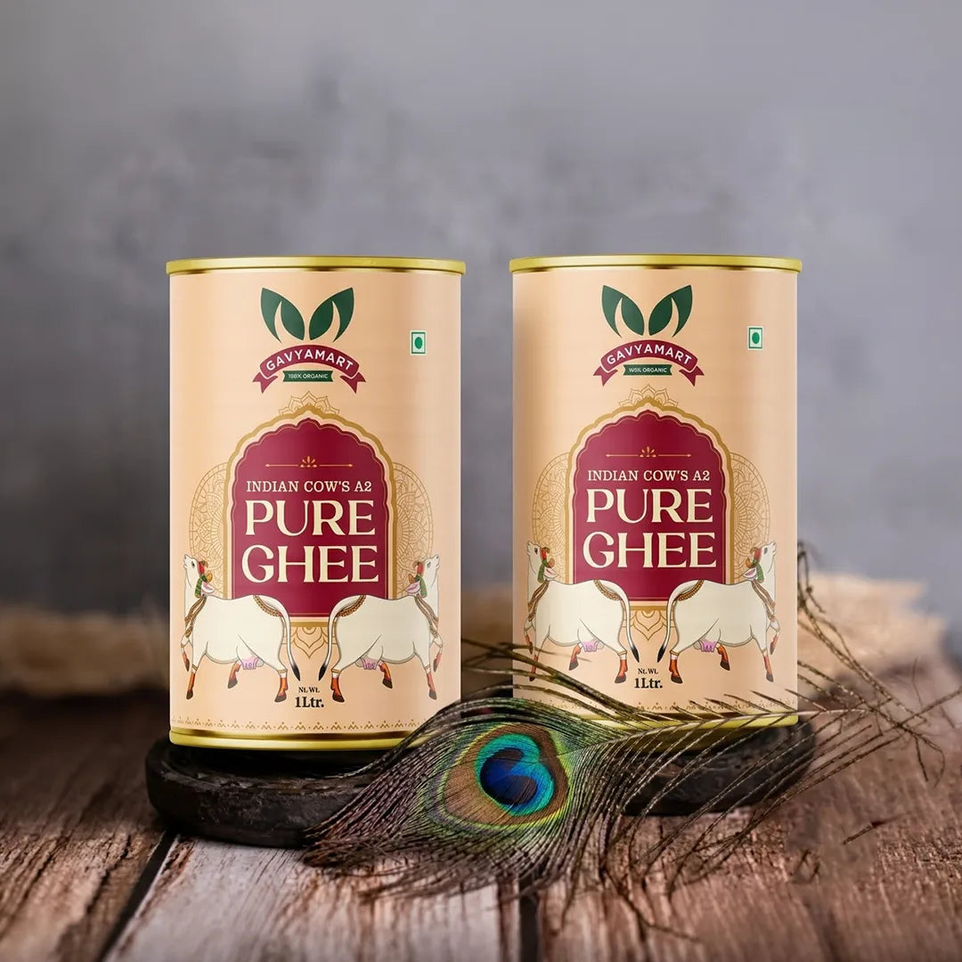 Best Pure Desi A2 Cow Ghee in India made from grass-fed desi cow milk with no preservatives or artificial additives